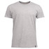 A grey crew neck t-shirt featuring a simple design and a small logo on the side. Suitable for casual wear.