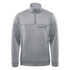 A grey thermal 1/4 zip pullover featuring a quilted design and a small chest pocket. It has a branded logo.
