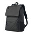 A black laptop backpack featuring a flap, adjustable straps, and a side pocket. It has a branded logo.