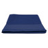 A navy blue workout towel featuring a folded design, ideal for gym use and outdoor activities. It has a logo.