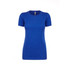 A women's crew-neck t-shirt in vibrant blue, featuring short sleeves and a fitted silhouette. It has a logo.