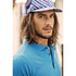 A blue men's cotton polo shirt with a stylish cap. The shirt has a logo and features a classic polo design.