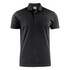 Men's short-sleeve polo shirt in dark grey with a collar, featuring a logo on the front.