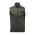Men's Montserrat Thermal Vest in dark green with a zip front, featuring padded sections and a high collar.