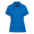 A women's polo shirt in vibrant blue, featuring a classic collar and a logo. Designed for sports and casual wear.