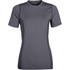A women's short-sleeve t-shirt in a grey colour, featuring a fitted design and a logo.