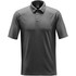 A men's heathered polo shirt in grey with a collar and short sleeves, featuring a logo on the chest.