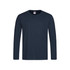 A long sleeve T-shirt in navy blue, featuring a classic crew neckline and a logo at the neck.