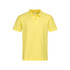 A yellow men's heavyweight polo shirt with a collar, featuring a logo on the chest area.