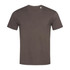 A men's crew neck t-shirt in a muted olive green colour with short sleeves and a logo on the label.