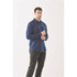 A men's long sleeve twill shirt in navy blue, featuring a button-up design and a single chest pocket.