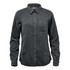 A women's long sleeve twill shirt in dark grey, featuring a button-up front and a single chest pocket.