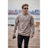 Men's Monashee fleece crew neck sweater in beige, worn by a man holding a camera, set against an outdoor background.