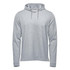 A light grey men's pullover hoody with a hood and long sleeves. The garment features a logo.