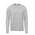 A long-sleeve grey T-shirt featuring a sleek design and a logo. Ideal for casual wear.