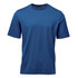 A blue men's t-shirt with short sleeves, featuring a logo on the front.