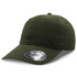 A dark green cap with a curved brim and a branded sticker on the underside.