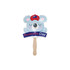 A custom-shaped paper hand fan featuring a koala, coloured blue with a red hat and a wooden handle, branded for Australia Day.