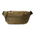 A large bum bag in olive green with multiple zippered compartments and an adjustable strap.