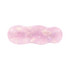 A pink iridescent alligator hair clip with a wavy design and a glossy finish. Contains branding.