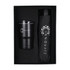 A drink bottle and black umbrella gift set in a black presentation box, featuring a logo.
