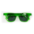 A pair of bright green polarised sunglasses with a sleek design and dark lenses. Features a logo on the frame.