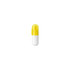 A highlighter set in a capsule-shaped design, featuring a bright yellow lid and a white body. It includes a logo.