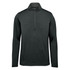 A black men's pullover featuring a 1/4 zip and long sleeves, with a logo on the design.