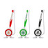 A set of three promotional fixed signature pens featuring green, red, and black accents with a white base and branding logos.