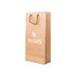 A drink bottle paper bag in brown with a twisted handle and a logo on the front. Dimensions: 175x360x85mm.
