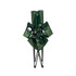 A green large foldable portable camping chair, compactly stored with a metal frame and a small round detailing.