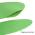 A green foam mitt with a smooth surface and a single layer, 3mm thick, featuring a rounded shape.