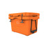 An orange 25L cooler box with a handle and latches, featuring a logo on the side.