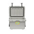A grey 25L cooler box with an open lid and two handles, featuring a logo on the front.