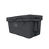 A grey 85L cooler box featuring a robust design, with a logo on the side and secure latches.