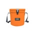 An orange 12L ice bucket featuring a handle and a logo.