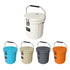 A 15L ice bucket with a handle, available in white, blue, grey, beige, and orange, featuring a logo.