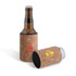 A drink bottle and a can, both in cork stubby holders with bases, showcasing natural cork texture and vibrant colours.
