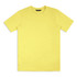 A plain yellow unisex T-shirt with a round neckline and short sleeves, featuring a brand logo.