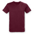 A maroon unisex T-shirt with a round neck and short sleeves, featuring a logo.
