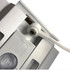 A white power connector attached to a silver LED light box display with a close-up view of the assembly.
