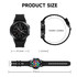 A round black smart watch with a colourful display, featuring measurements of 47.3mm width and 12.5mm thickness.