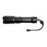 A rechargeable torch featuring a sleek black design, a textured grip, and a convenient lanyard.