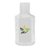 A clear 60ml hand sanitiser gel bottle with a leaf logo, featuring a lemon scent.
