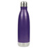 A drink bottle in a rich purple shade with a stainless steel cap, featuring a smooth, sleek design and a logo.