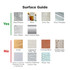 A surface guide featuring various materials, divided into 'Yes' and 'No' categories, with images of different textures.