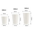Three white disposable paper cups of different sizes: 280ml, 400ml, and 500ml, each with measurements indicated.