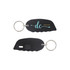 A black mini cutter keyring featuring a simple design and a metal keyring attachment.