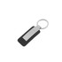 A black PU leather keyring with a metal clip and ring, featuring a simple and sleek design.