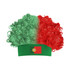 A curly headband wig featuring red and green curls, with a flag design incorporated into the headband.